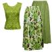 Leaf Sleeveless Origami-Tropical Floral Grn Rev Skirt