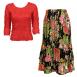 Red TQ Origami-Floral Bouquet Mini Pleat Skirt