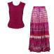Beet Sleeveless-Indian Print Raspberry Long Skirt