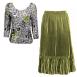 Reptile Floral Green TQ-Olive Micro Pleat Skirt