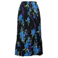 Skirts - Georgette Mini Pleat - Ankle Length -  Black-Blue Floral