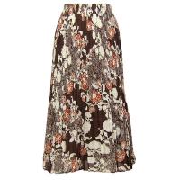 Skirts - Georgette Mini Pleat - Ankle Length -  Chocolate-Ivory Floral