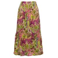 Skirts - Georgette Mini Pleat - Ankle Length -  Pink-Lime Paisley