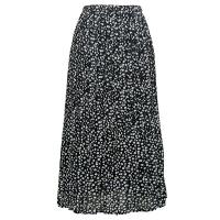 Skirts - Georgette Mini Pleat - Ankle Length -  Polka Dot Black-White