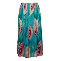 Skirts - Georgette Mini Pleat - Ankle Length -  Poppies - Aqua