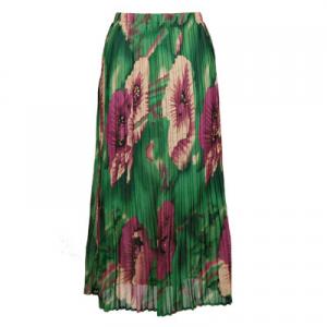 763 - Georgette Mini Pleat Ankle Length Skirts  Poppies - Green  - One Size Fits Most