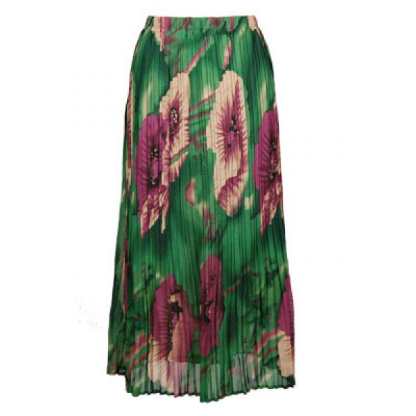 Wholesale 763 - Georgette Mini Pleat Ankle Length Skirts  Poppies - Green  - One Size Fits Most