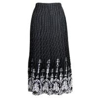 Skirts - Georgette Mini Pleat - Ankle Length -  Black-White Dotted