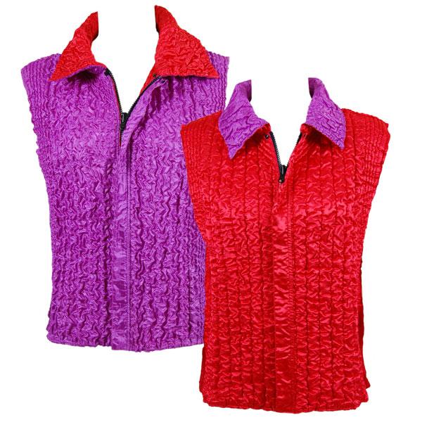 Wholesale 1906 - Magic Crush Three Quarter Sleeve Tops SRO/Plus - Red/Orchid <br>Quilted Reversible Vest - Plus Size Fits (M-1X)