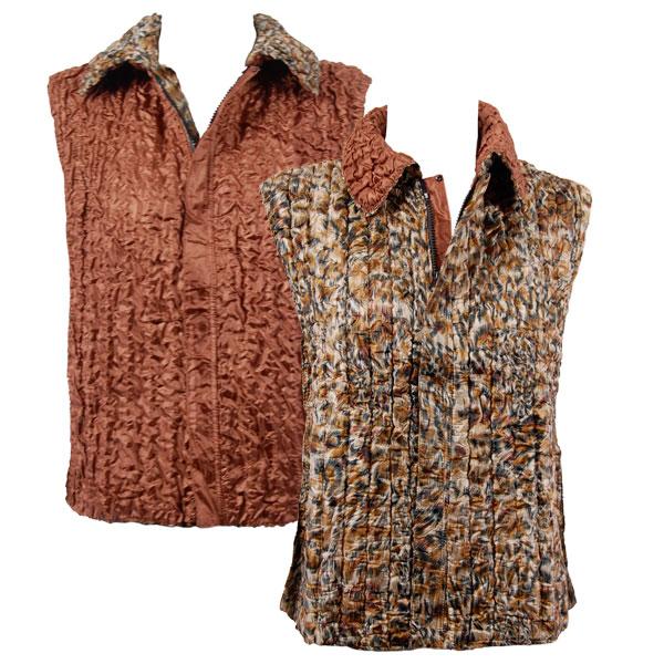 Wholesale 837 - Ultra Light Crush Three Quarter Sleeve Tops P03/PLUS - Leopard<br>Quilted Reversible Vest - XL-2X