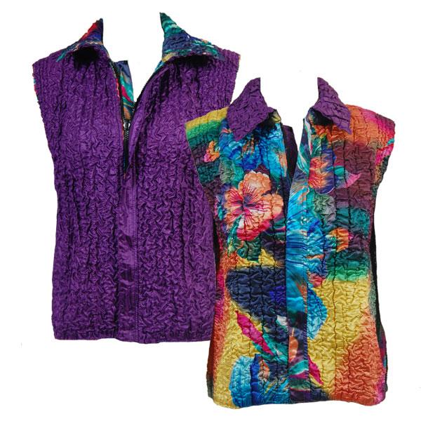 Wholesale 4537 - Quilted Reversible Vests  9778 - Rainbow Hibiscus<br>Quilted Reversible Vest - One Size Fits Most