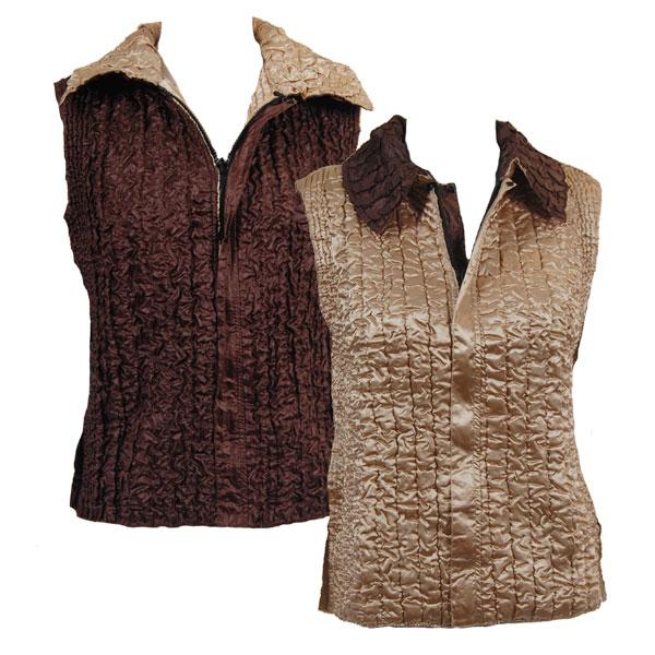 Wholesale 837 - Ultra Light Crush Three Quarter Sleeve Tops SKH - Khaki/Brown<br>Quilted Reversible Vest - One Size Fits Most