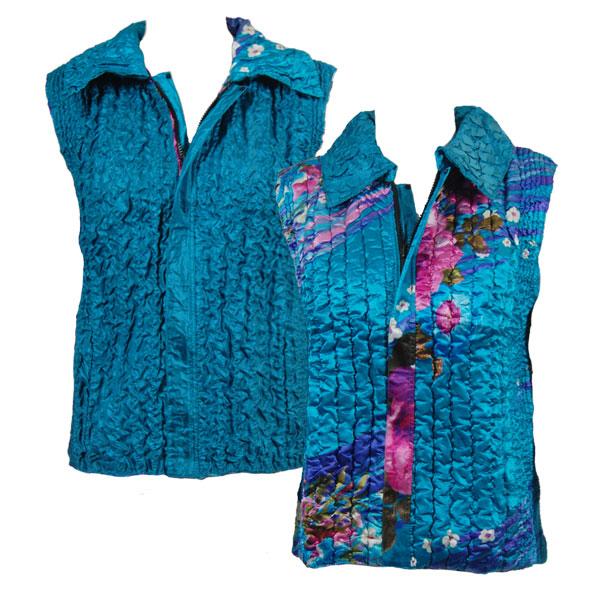 Wholesale 4537 - Quilted Reversible Vests  9780/PLUS - Floral on Teal<br>Quilted Reversible Vests - XL-2X