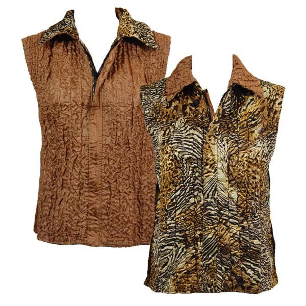 Wholesale 4537 - Quilted Reversible Vests  9022/PLUS - Swirl Leopard<br>Quilted Reversible Vest - XL-2X