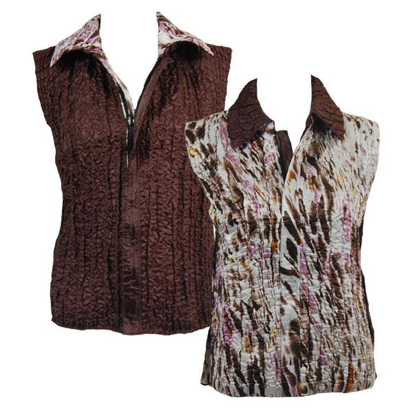 Wholesale 4537 - Quilted Reversible Vests  9662/PLUS - Brown Splash<br>Quilted Reversible Vest - XL-2X
