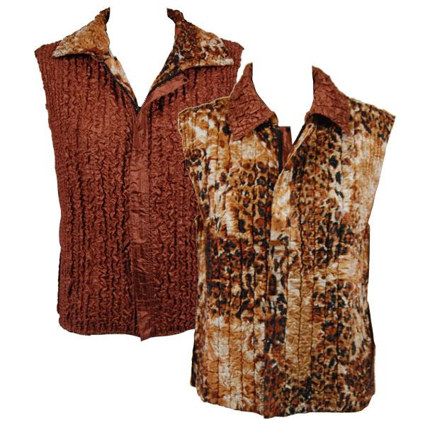 Wholesale 4537 - Quilted Reversible Vests  GL/PLUS - Golden Leopard<br>Quilted Reversible Vest - XL-2X