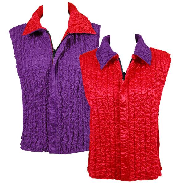 Wholesale 4537 - Quilted Reversible Vests  SRP/PLUS - Red/Purple<br>Quilted Reversible Vest - XL-2X