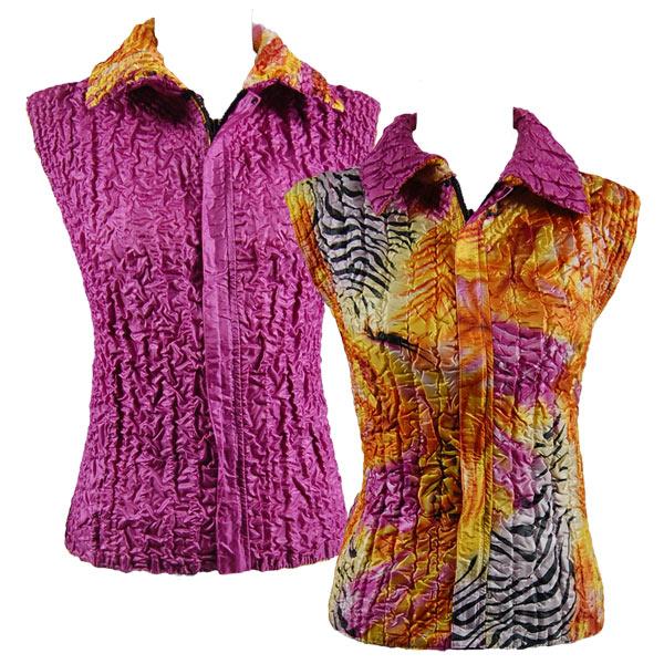 Wholesale 1155 - Petal Shirts - Three Quarter Sleeve P24/PLUS - Pink Multi Zebra<br> Quilted Reversible Vest - XL-2X