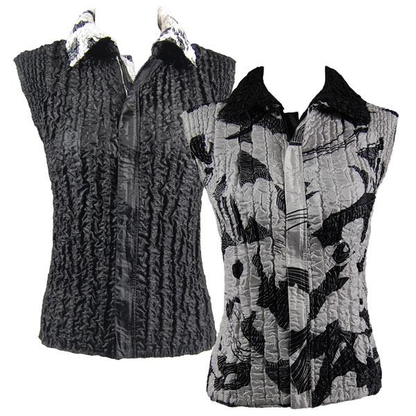 Wholesale 837 - Ultra Light Crush Three Quarter Sleeve Tops P25 - Abstract White-Black<br>Quilted Reversible Vest - One Size Fits Most