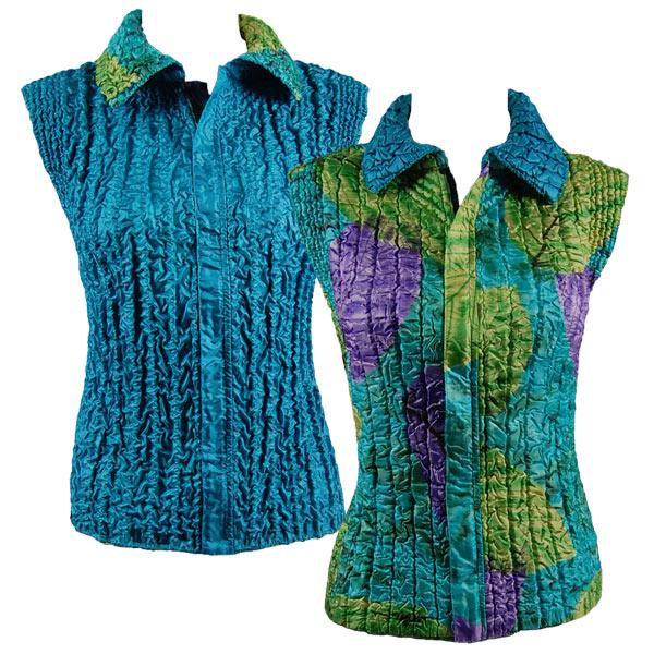 Wholesale 4537 - Quilted Reversible Vests  P26/PLUS - Leaves Green Multi<br>Quilted Reversible Vest - XL-2X