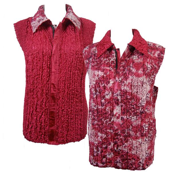 Wholesale 4537 - Quilted Reversible Vests  P33 - Burgundy Leopard<br>Quilted Reversible Vest - One Size Fits Most