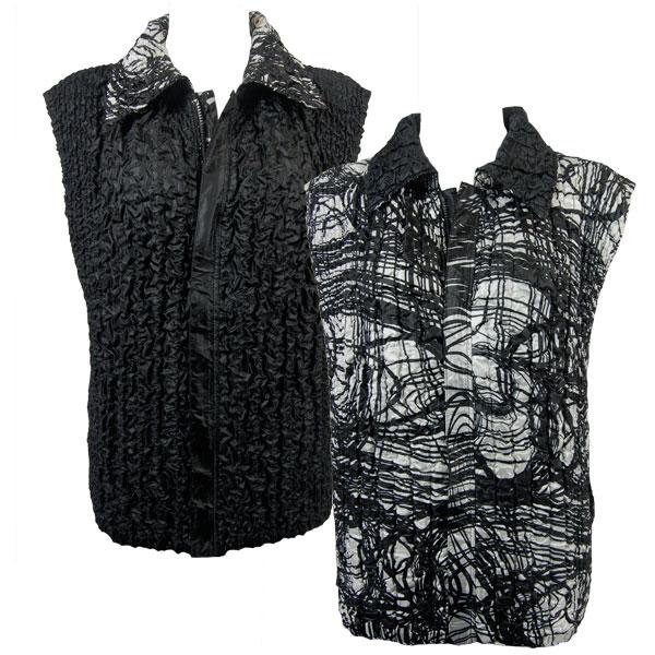 Wholesale 1155 - Petal Shirts - Three Quarter Sleeve P36 - Black Abstract <br>Quilted Reversible Vest - One Size Fits Most