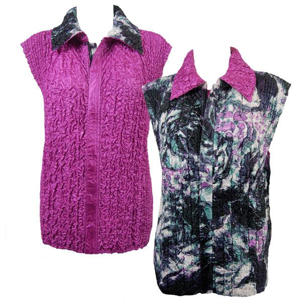 Wholesale 4537 - Quilted Reversible Vests  P39 Pink-Grey Floral<br>Quilted Reversible Vest - One Size Fits Most