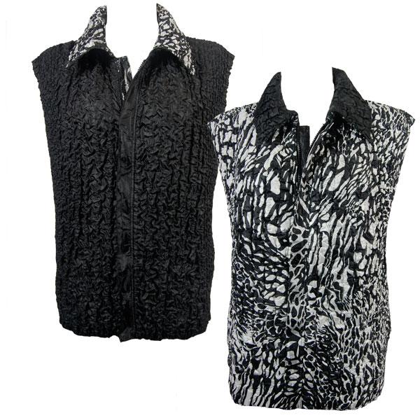Wholesale 1155 - Petal Shirts - Three Quarter Sleeve P40 - Black Animal<br>Quilted Reversible Vest - One Size Fits Most