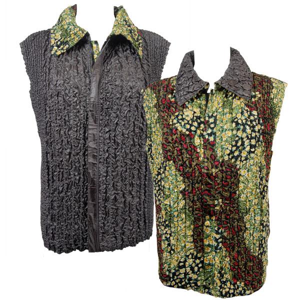 Wholesale 4537 - Quilted Reversible Vests  P49 - Night Garden<br>Quilted Reversible Vest  - One Size Fits Most