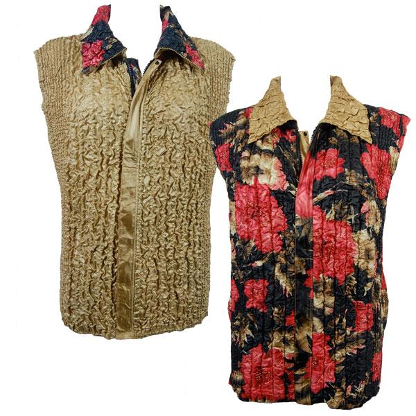Wholesale 4537 - Quilted Reversible Vests  9358G - Coral Blossoms<br>Quilted Reversible Vest - One Size Fits Most