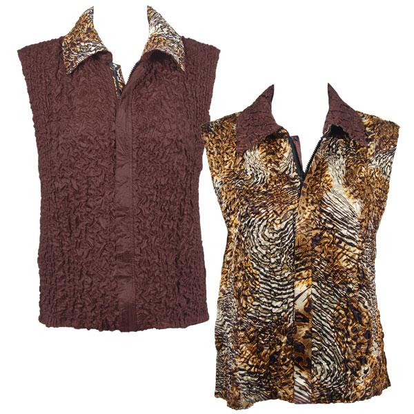 Wholesale 4537 - Quilted Reversible Vests  9022B - Swirl Leopard<br> Quilted Reversible Vest - One Size Fits Most