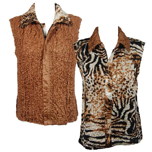 Wholesale 4537 - Quilted Reversible Vests  9405/PLUS - Bronze Leopard<br>Quilted Reversible Vest - XL-2X