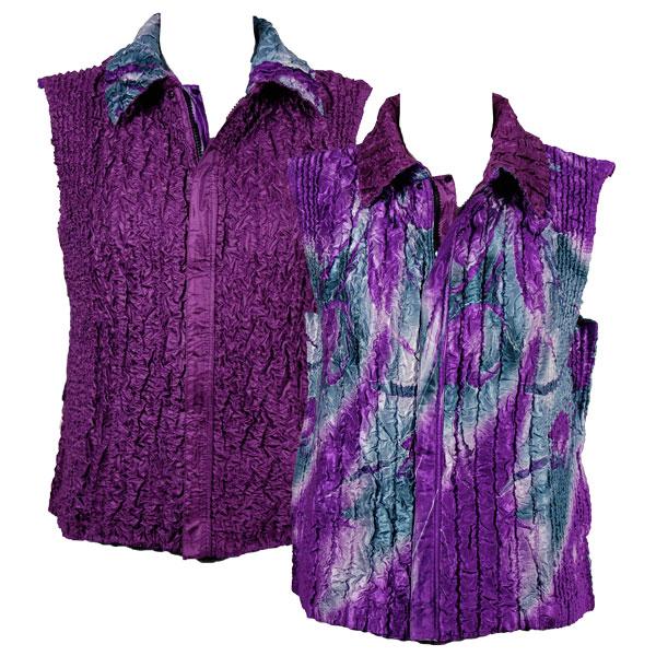 Wholesale 4537 - Quilted Reversible Vests  11975 - Tulips Charcoal-Purple<br> Quilted Reversible Vest - One Size Fits Most