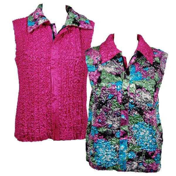 Wholesale 4537 - Quilted Reversible Vests  X144/PLUS - Floral on Pink<br> Quilted Reversible Vest - XL-2X
