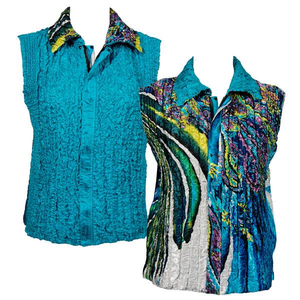 Wholesale 4537 - Quilted Reversible Vests  X206/PLUS - Turquoise Swirl<br>Quilted Reversible Vest - XL-2X