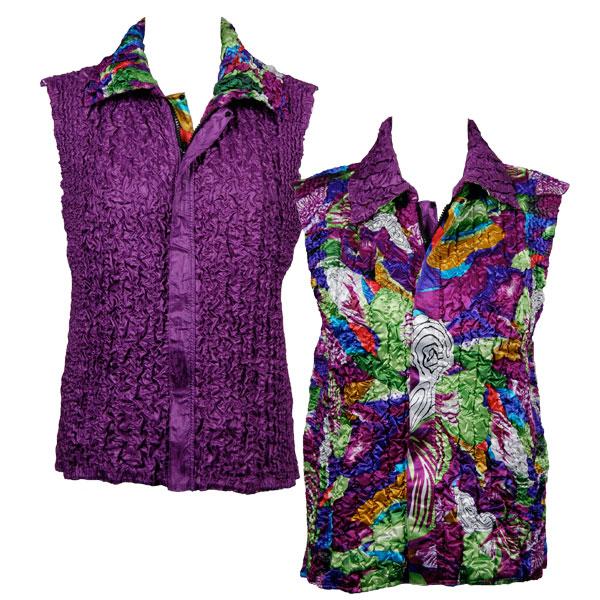 Wholesale 4537 - Quilted Reversible Vests  X208/PLUS - Magenta Floral<br>Quilted Reversible Vest - XL-2X