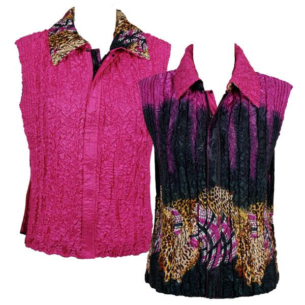 Wholesale 4537 - Quilted Reversible Vests  X204 - Pink Animal<br>Quilted Reversible Vest - One Size Fits Most