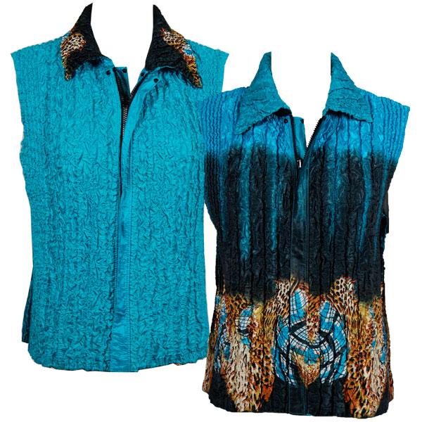 Wholesale 4537 - Quilted Reversible Vests  X205 - Turquoise Animal <br>Quilted Reversible Vest - One Size Fits Most