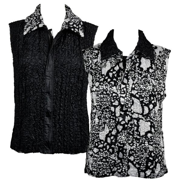 Wholesale 1906 - Magic Crush Three Quarter Sleeve Tops 9024 - Black Abstract<br> Quilted Reversible Vest - One Size Fits Most