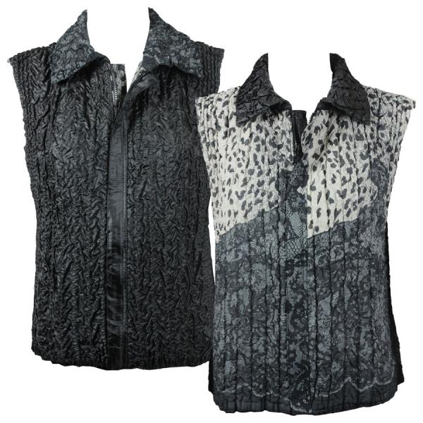 Wholesale 4537 - Quilted Reversible Vests  P51 - Grey Animal<br> Quilted Reversible Vest - One Size Fits Most