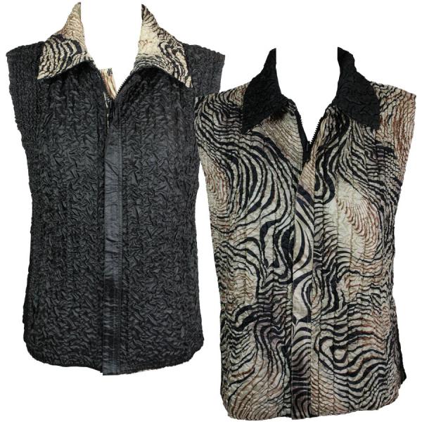 Wholesale 1906 - Magic Crush Three Quarter Sleeve Tops P58 - Swirl Animal<br>Quilted Reversible Vest - One Size Fits Most