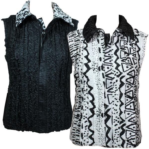 Wholesale 4537 - Quilted Reversible Vests  1401 - Abstract Black/White<br>Quilted Reversible Vest - One Size Fits Most