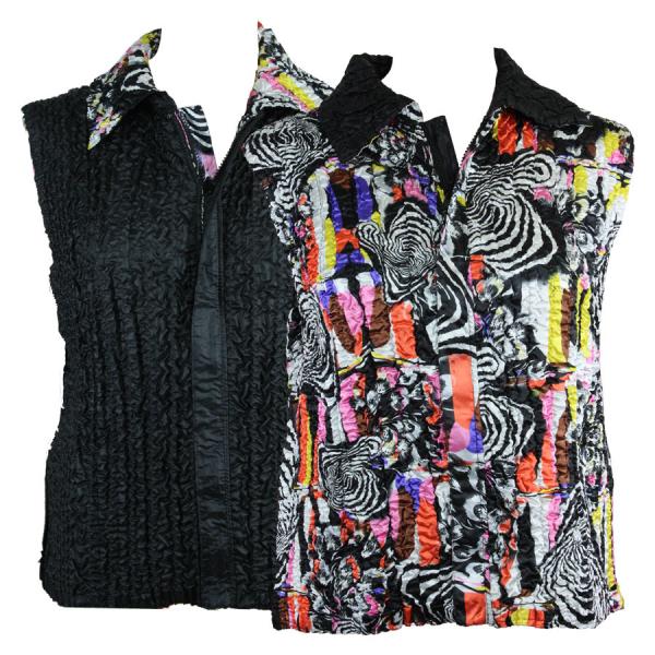 Wholesale 1906 - Magic Crush Three Quarter Sleeve Tops 14014 - Abstract Multi<br> Quilted Reversible Vest - One Size Fits Most
