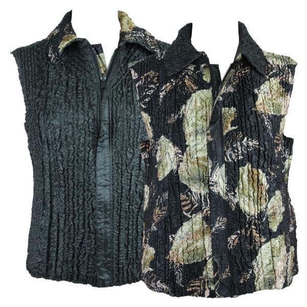 Wholesale 1906 - Magic Crush Three Quarter Sleeve Tops 1048 - Gold Leaves<br>Quilted Reversible Vest - One Size Fits Most