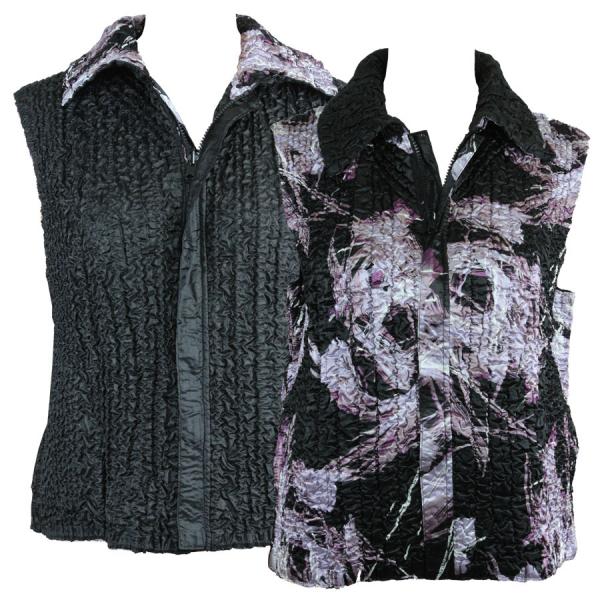 Wholesale 4537 - Quilted Reversible Vests  9065 - Brushstrokes Black-Purple<br> Quilted Reversible Vest - One Size Fits Most