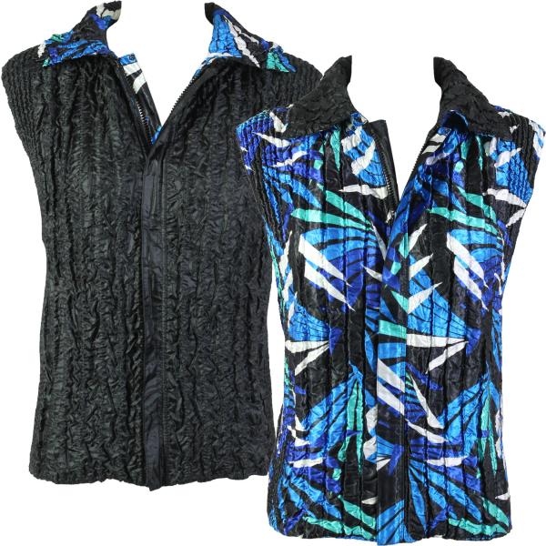 Wholesale 1904 - Magic Crush Cap Sleeve Tops 5706 - Blue Leaves<br> Quilted Reversible Vest - One Size Fits Most