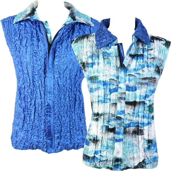 Wholesale 4537 - Quilted Reversible Vests  5407/PLUS - Blue Abstract <br> Quilted Reversible Vest - XL-2X