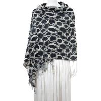 Pashmina Style Shawls - Woven Prints - Circle Chains - Black