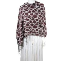 Pashmina Style Shawls - Woven Prints - Circle Chains - Brown
