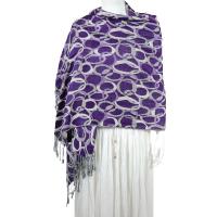 Pashmina Style Shawls - Woven Prints - Circle Chains - Plum